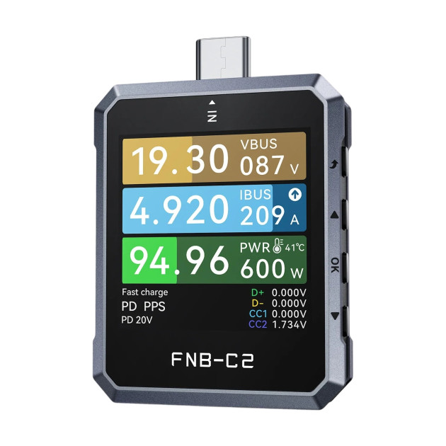 Fnirsi FNB-C2 USB Tester nabíjení a nabíjecích protokolů